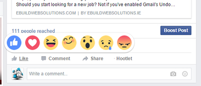 Facebook reaction buttons launced in Ireland and Spain
